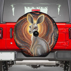 Australian Aboriginal Art Kangaroo Spare Tire Cover Warm Earth Tones Aboriginal Dot Painting