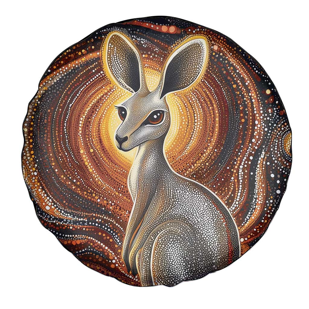 Australian Aboriginal Art Kangaroo Spare Tire Cover Warm Earth Tones Aboriginal Dot Painting