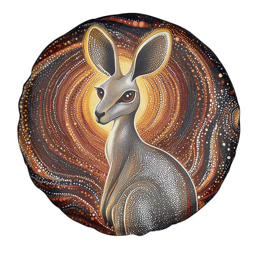 Australian Aboriginal Art Kangaroo Spare Tire Cover Warm Earth Tones Aboriginal Dot Painting