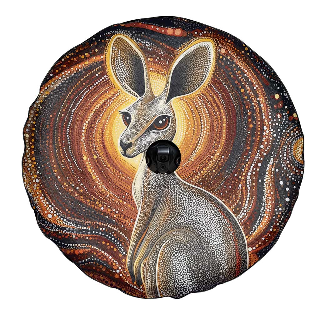 Australian Aboriginal Art Kangaroo Spare Tire Cover Warm Earth Tones Aboriginal Dot Painting