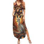 Australian Aboriginal Art Kangaroo Summer Maxi Dress Warm Earth Tones Aboriginal Dot Painting