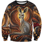 Australian Aboriginal Art Kangaroo Sweatshirt Warm Earth Tones Aboriginal Dot Painting