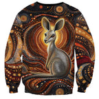 Australian Aboriginal Art Kangaroo Sweatshirt Warm Earth Tones Aboriginal Dot Painting