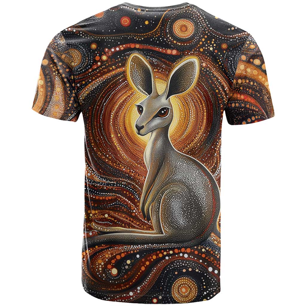 Australian Aboriginal Art Kangaroo T Shirt Warm Earth Tones Aboriginal Dot Painting