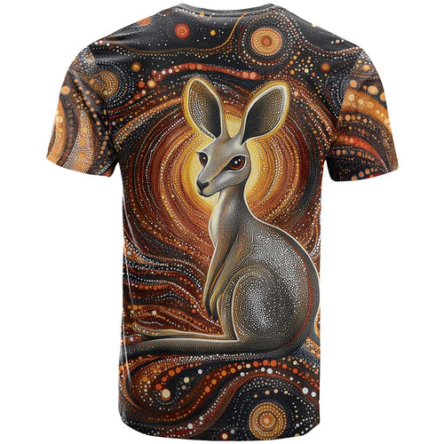 Australian Aboriginal Art Kangaroo T Shirt Warm Earth Tones Aboriginal Dot Painting