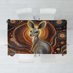Australian Aboriginal Art Kangaroo Tablecloth Warm Earth Tones Aboriginal Dot Painting