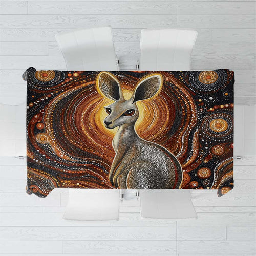 Australian Aboriginal Art Kangaroo Tablecloth Warm Earth Tones Aboriginal Dot Painting