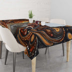 Australian Aboriginal Art Kangaroo Tablecloth Warm Earth Tones Aboriginal Dot Painting