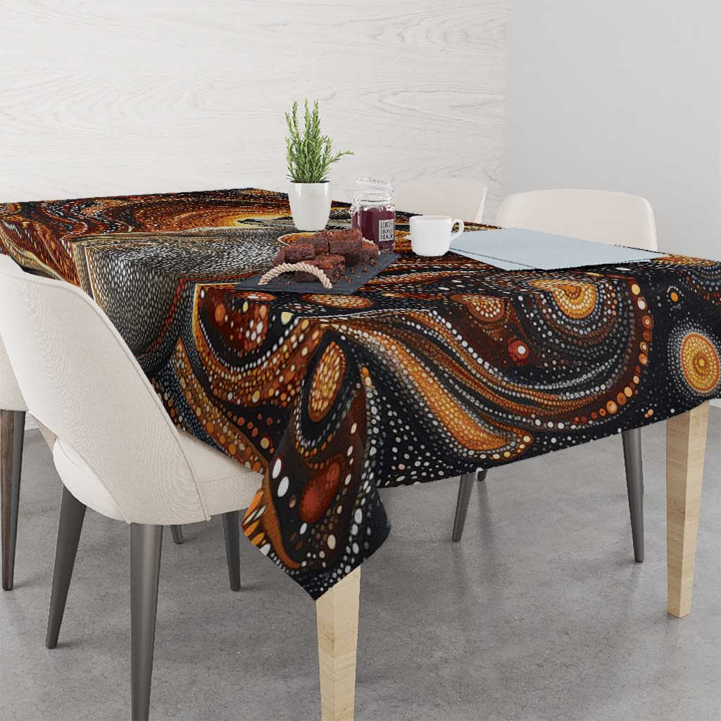 Australian Aboriginal Art Kangaroo Tablecloth Warm Earth Tones Aboriginal Dot Painting