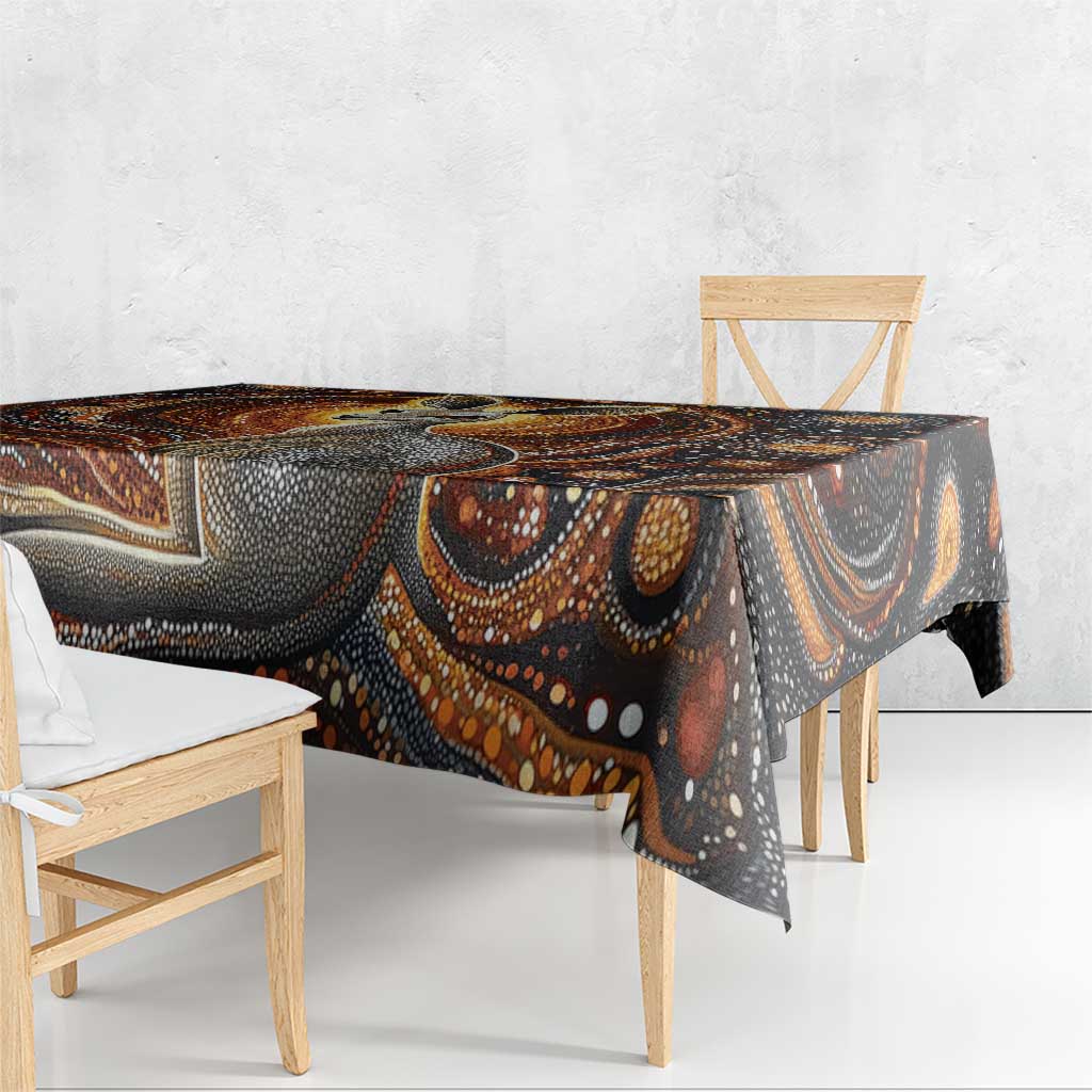 Australian Aboriginal Art Kangaroo Tablecloth Warm Earth Tones Aboriginal Dot Painting
