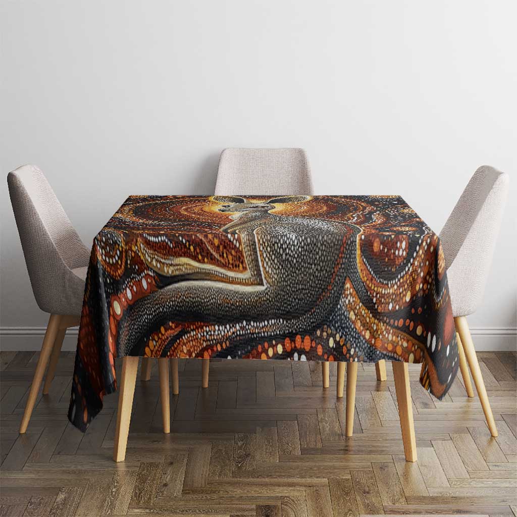 Australian Aboriginal Art Kangaroo Tablecloth Warm Earth Tones Aboriginal Dot Painting