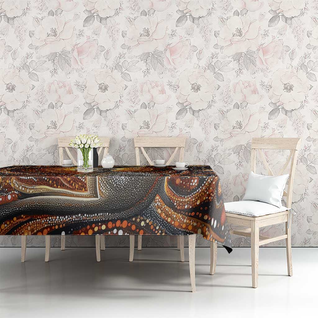 Australian Aboriginal Art Kangaroo Tablecloth Warm Earth Tones Aboriginal Dot Painting