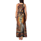 Australian Aboriginal Art Kangaroo Tank Maxi Dress Warm Earth Tones Aboriginal Dot Painting