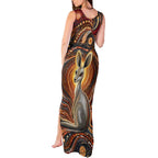 Australian Aboriginal Art Kangaroo Tank Maxi Dress Warm Earth Tones Aboriginal Dot Painting