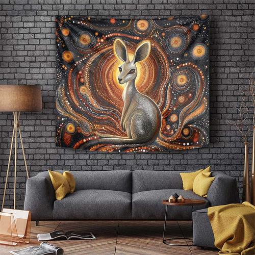 Australian Aboriginal Art Kangaroo Tapestry Warm Earth Tones Aboriginal Dot Painting