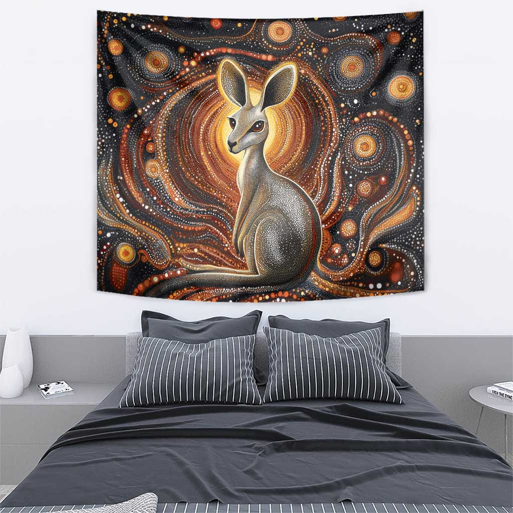 Australian Aboriginal Art Kangaroo Tapestry Warm Earth Tones Aboriginal Dot Painting
