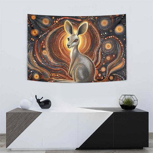 Australian Aboriginal Art Kangaroo Tapestry Warm Earth Tones Aboriginal Dot Painting