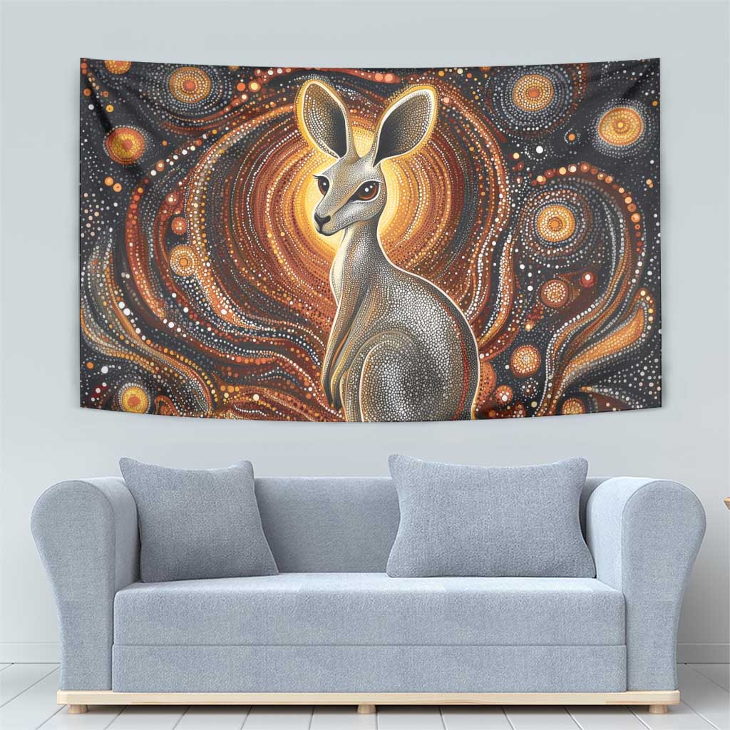 Australian Aboriginal Art Kangaroo Tapestry Warm Earth Tones Aboriginal Dot Painting