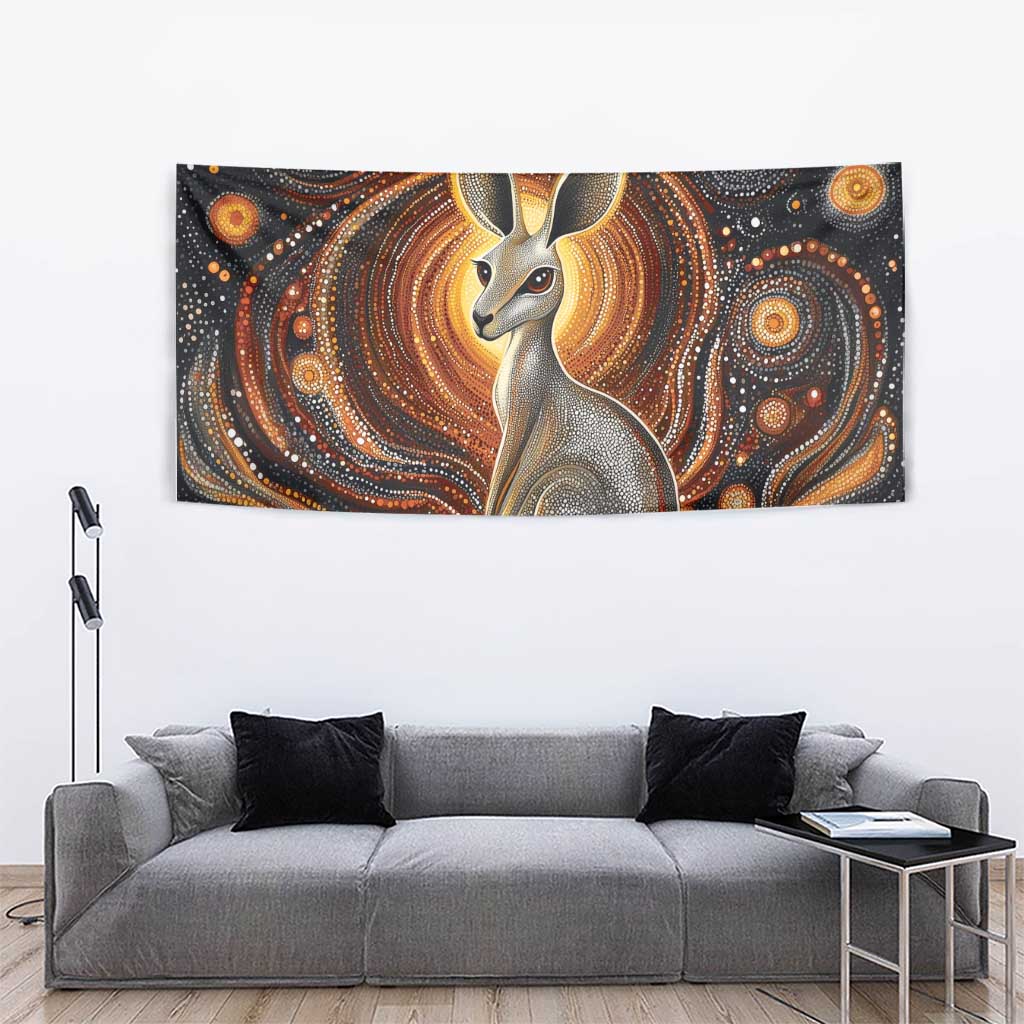 Australian Aboriginal Art Kangaroo Tapestry Warm Earth Tones Aboriginal Dot Painting