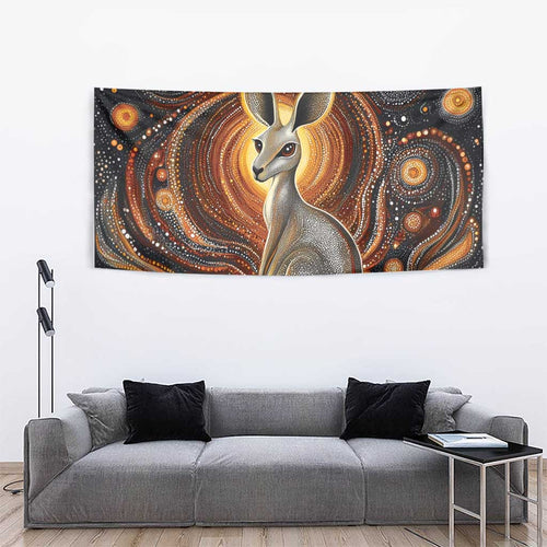 Australian Aboriginal Art Kangaroo Tapestry Warm Earth Tones Aboriginal Dot Painting