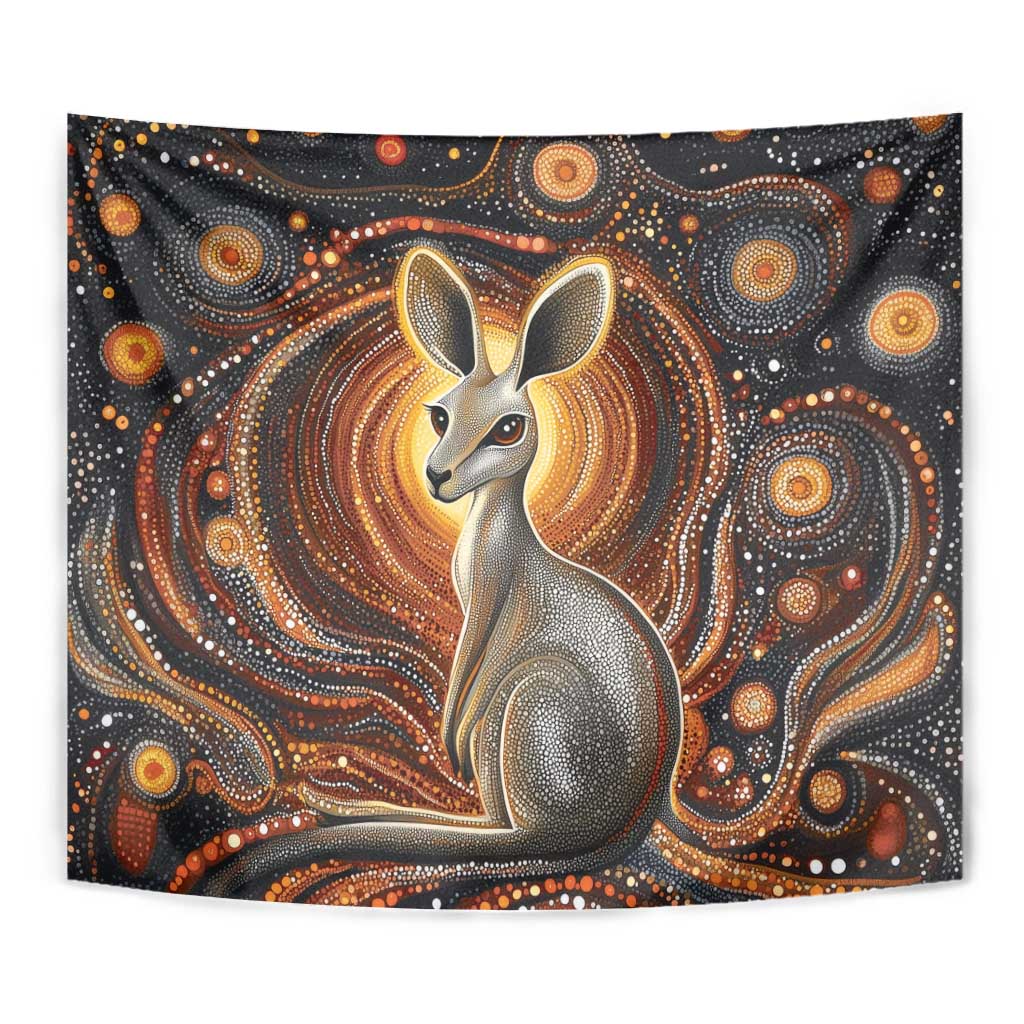 Australian Aboriginal Art Kangaroo Tapestry Warm Earth Tones Aboriginal Dot Painting