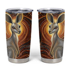 Australian Aboriginal Art Kangaroo Tumbler Cup Warm Earth Tones Aboriginal Dot Painting
