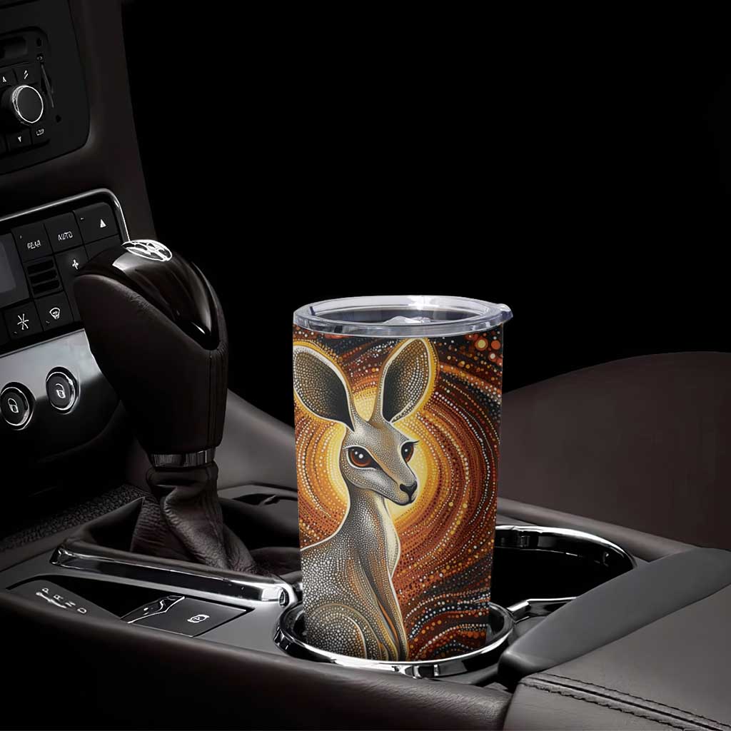Australian Aboriginal Art Kangaroo Tumbler Cup Warm Earth Tones Aboriginal Dot Painting