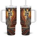 Australian Aboriginal Art Kangaroo Tumbler With Handle Warm Earth Tones Aboriginal Dot Painting