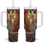 Australian Aboriginal Art Kangaroo Tumbler With Handle Warm Earth Tones Aboriginal Dot Painting