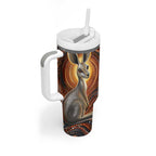 Australian Aboriginal Art Kangaroo Tumbler With Handle Warm Earth Tones Aboriginal Dot Painting