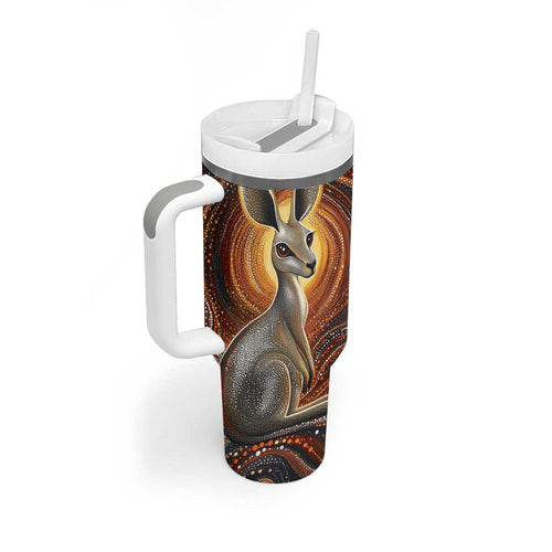 Australian Aboriginal Art Kangaroo Tumbler With Handle Warm Earth Tones Aboriginal Dot Painting