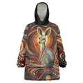 Australian Aboriginal Art Kangaroo Wearable Blanket Hoodie Warm Earth Tones Aboriginal Dot Painting