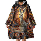 Australian Aboriginal Art Kangaroo Wearable Blanket Hoodie Warm Earth Tones Aboriginal Dot Painting
