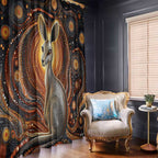 Australian Aboriginal Art Kangaroo Window Curtain Warm Earth Tones Aboriginal Dot Painting