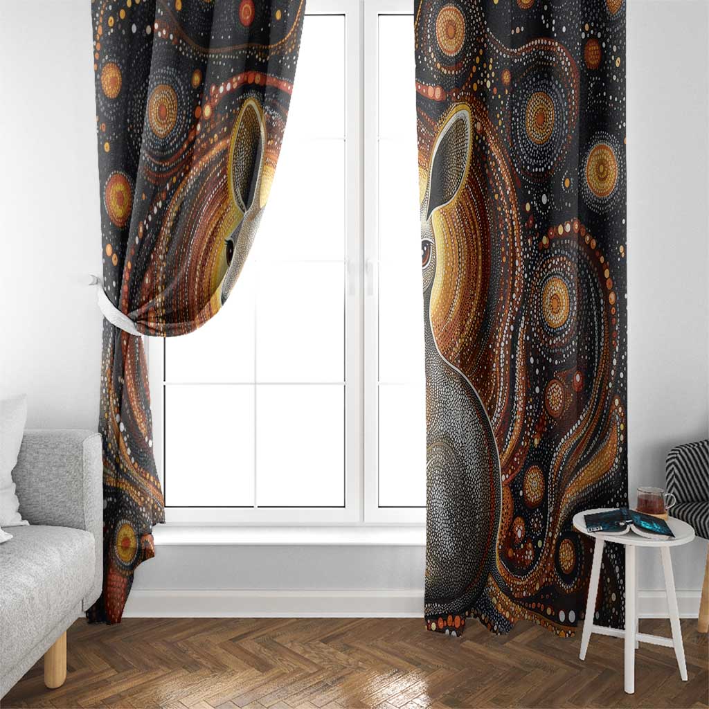 Australian Aboriginal Art Kangaroo Window Curtain Warm Earth Tones Aboriginal Dot Painting