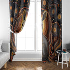 Australian Aboriginal Art Kangaroo Window Curtain Warm Earth Tones Aboriginal Dot Painting