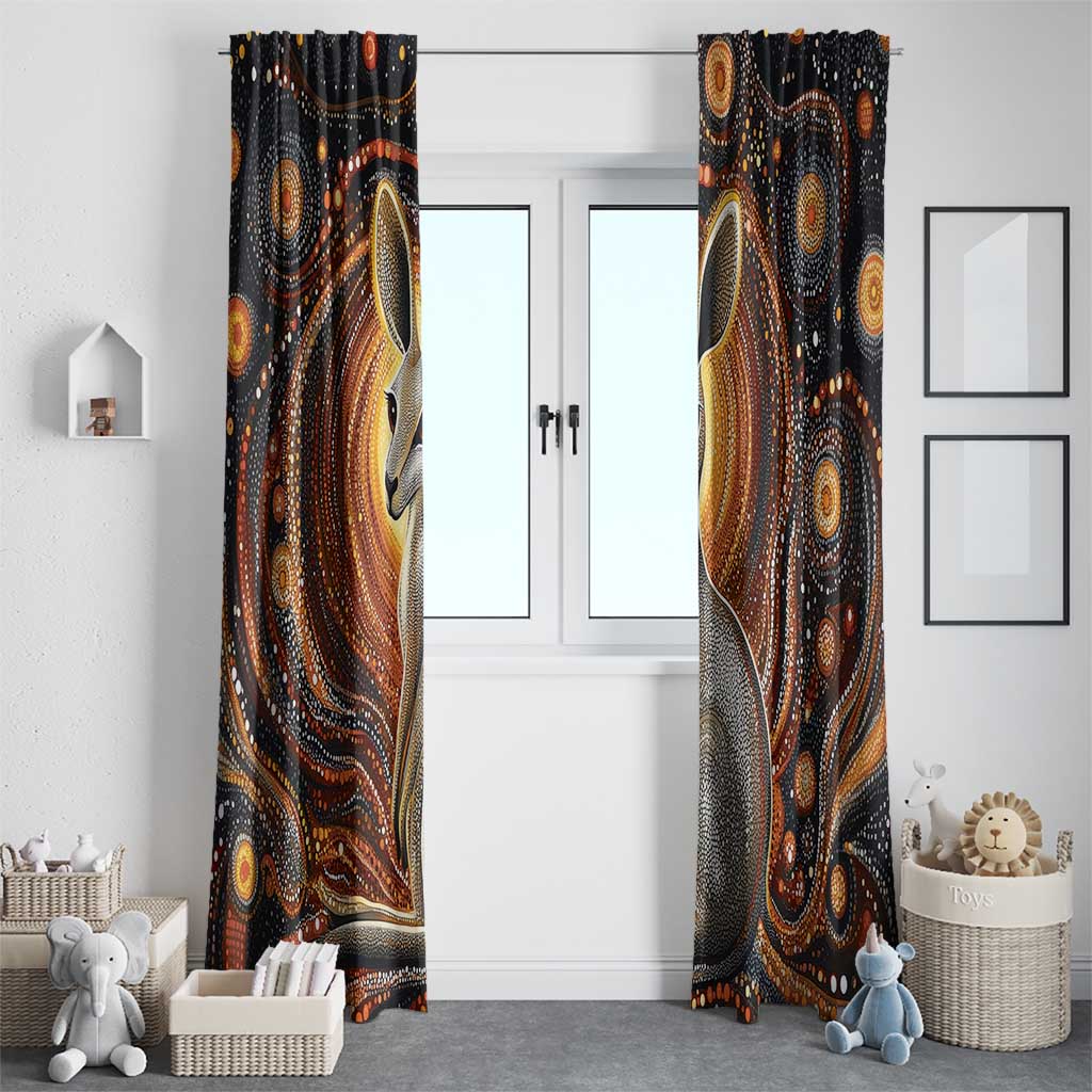 Australian Aboriginal Art Kangaroo Window Curtain Warm Earth Tones Aboriginal Dot Painting