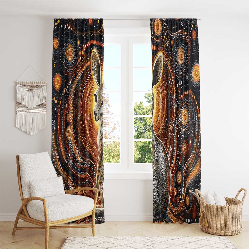 Australian Aboriginal Art Kangaroo Window Curtain Warm Earth Tones Aboriginal Dot Painting