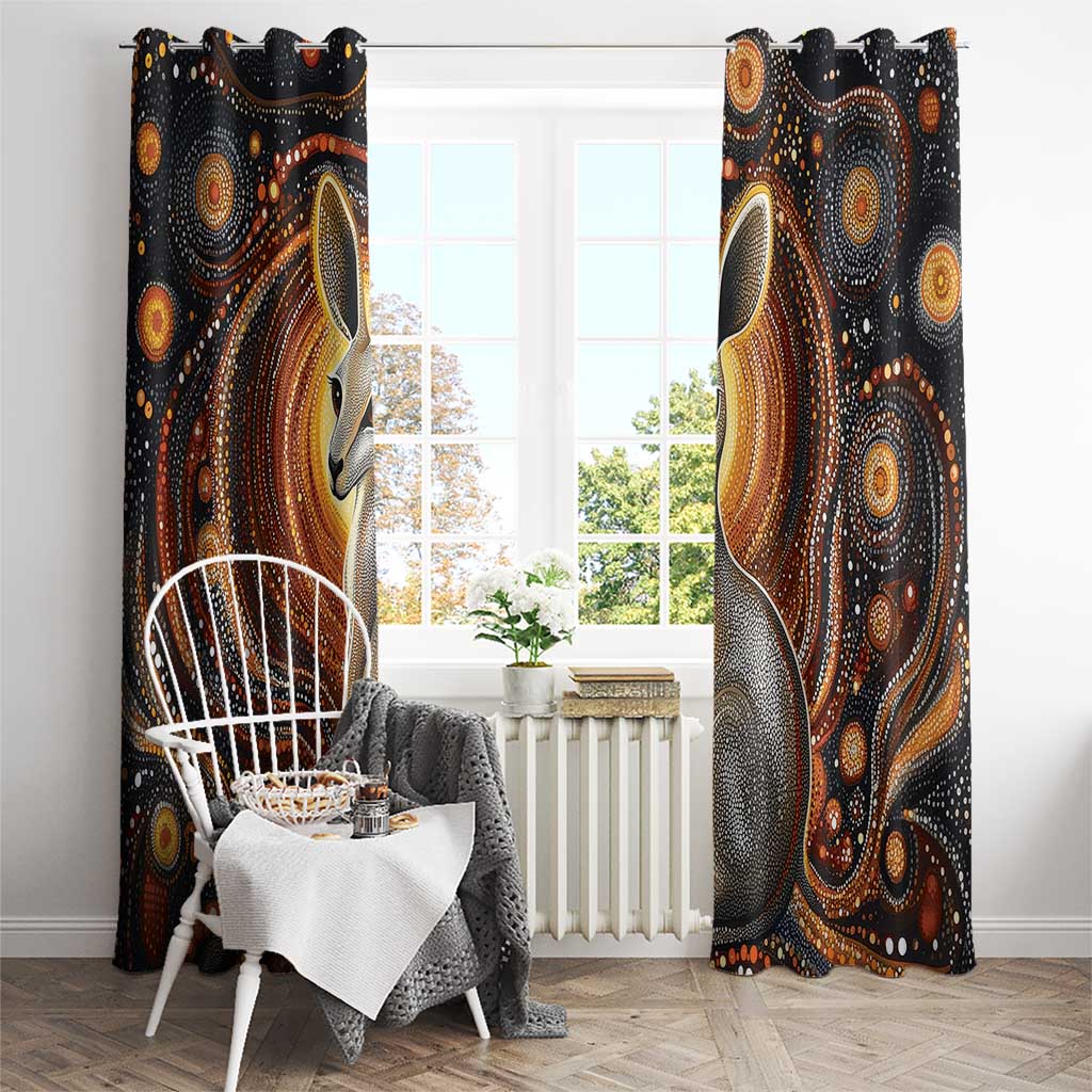 Australian Aboriginal Art Kangaroo Window Curtain Warm Earth Tones Aboriginal Dot Painting