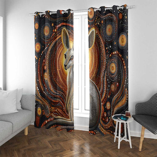 Australian Aboriginal Art Kangaroo Window Curtain Warm Earth Tones Aboriginal Dot Painting