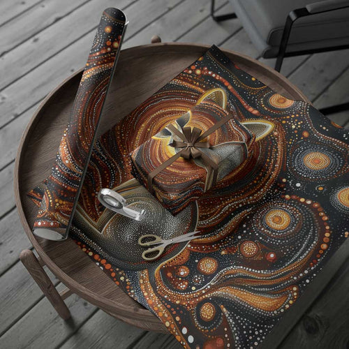 Australian Aboriginal Art Kangaroo Wrapping Paper Warm Earth Tones Aboriginal Dot Painting - Aussie Hoodie