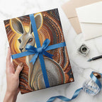 Australian Aboriginal Art Kangaroo Wrapping Paper Warm Earth Tones Aboriginal Dot Painting - Aussie Hoodie