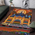 Australian Flinders Street Railway Station Area Rug Aboriginal Dot Painting