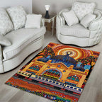 Australian Flinders Street Railway Station Area Rug Aboriginal Dot Painting