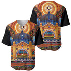 Australian Flinders Street Railway Station Baseball Jersey Aboriginal Dot Painting