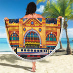 Australian Flinders Street Railway Station Beach Blanket Aboriginal Dot Painting
