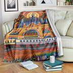 Australian Flinders Street Railway Station Blanket Aboriginal Dot Painting