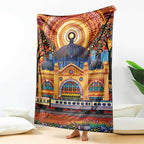 Australian Flinders Street Railway Station Blanket Aboriginal Dot Painting