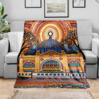 Australian Flinders Street Railway Station Blanket Aboriginal Dot Painting