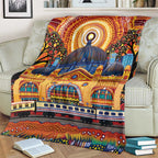 Australian Flinders Street Railway Station Blanket Aboriginal Dot Painting